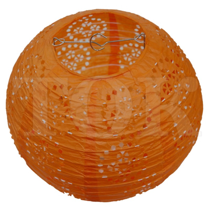 Бумажный фонарик с рисунком оранжевый 35 см. 0924-4